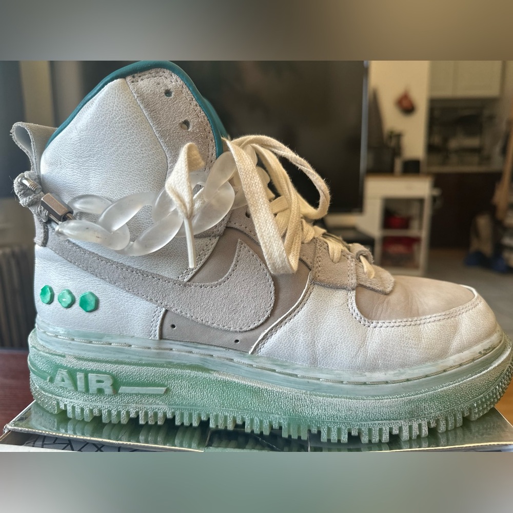 Nike White and Green Women's Sneakers W AF1HIUT 2.0